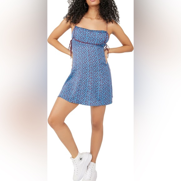 NWOT FP Kai Print Tie Strap Lined Minidress NEW L - Picture 10 of 16